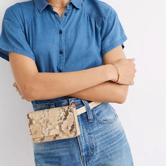 Madewell Handbags - Madewell Leather Belt Bag: Snake Embossed
